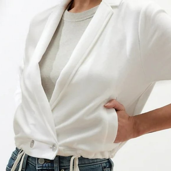 Knit French Terry Cropped Boxy Moto Jacket - Picture 7 of 10